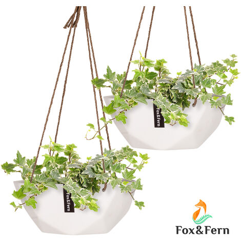 Laren Blumenampel Ø 28 cm Polystone mit Naturseilen 2er-Set