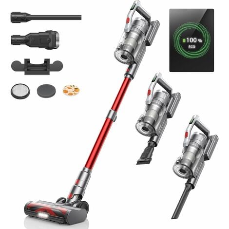 Laresar Akku Staubsauger,450W/33Kpa Staubsauger Kabellos mit farbenfrohem animiertem Bildschirm mit 8 Animationen, 55Min, Anti-Tangle-Bürste, Aromatherapie, für Tierhaare Teppich & Boden