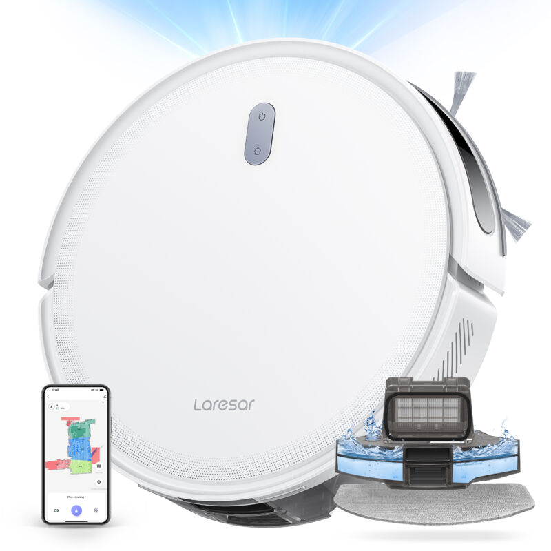 Laresar L10 Aspiradora Robot con LiDAR 6500Pa 150min Sin Cable Control por APP Inteligente LDS Limpieza Planificada de Pisos y Alfombras
