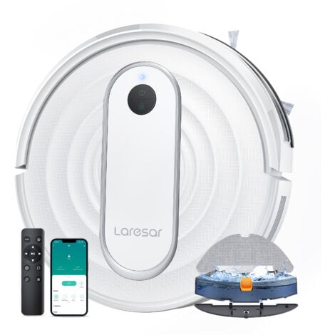 Laresar P10 Aspirateur Robot, 4500Pa Aspirateur Robot Laveur pour Poils d'animaux/Sols/Tapis, Alexa/WiFi/APP Contrôlé-Gyroscop