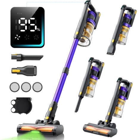 Laresar X11 Aspiradora vertical inalámbrica, 75 kPa/650 W, 60 minutos de autonomía, 2 litros de capacidad, LED verde, pantalla táctil, para pelo de mascotas, alfombras y suelo duro