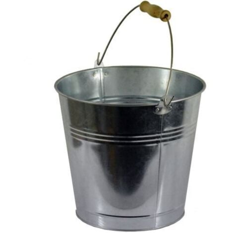 15L LARGE TRADITIONAL GALVANISED STRONG STEEL METAL BUCKET WITH WOODEN  HANDLE 5017403086345