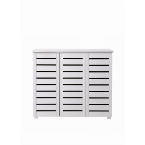 Large 3 Door Shoe Cabinet Storage Unit Multiple White