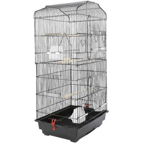 Large Aviary for Birds Meta Cage for Canaries Parrot Parakeets Canaries with 4 Feeders, 3 Perches, 92cm, Black