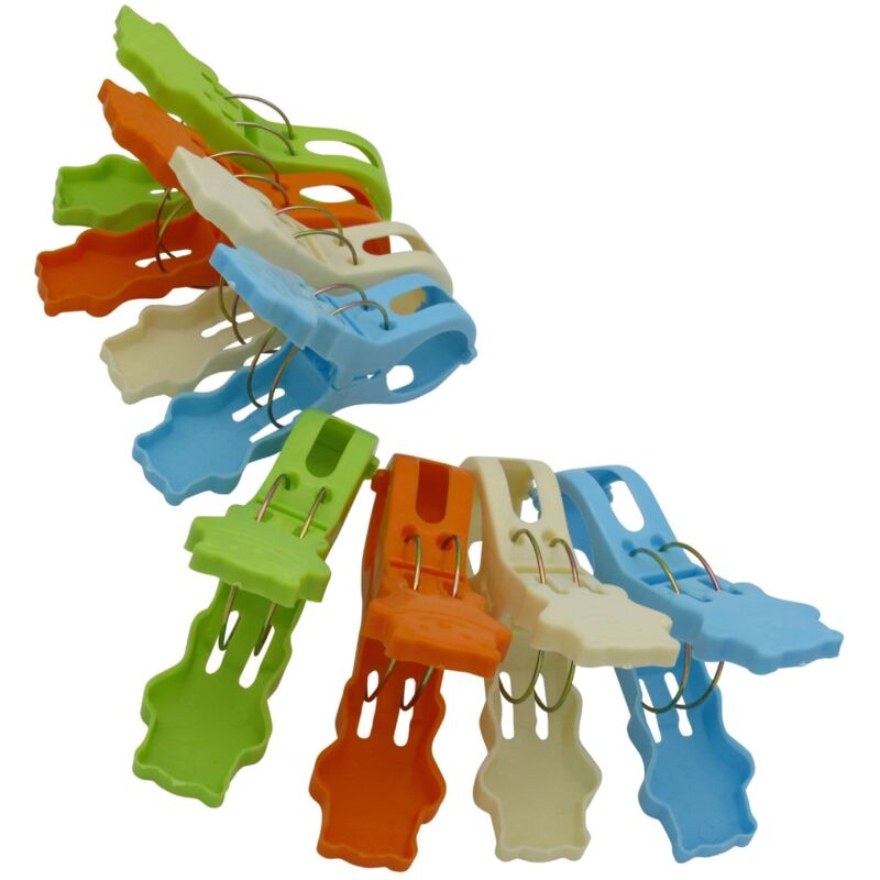 Large Beach Towel Clips X8 (Giant Pegs Sunbed Pool Sun Lounger pvc)