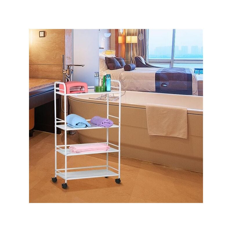 3-Shelf Salon Trolley Cart, White - Yaheetech