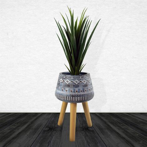 Large Blue Composite Planter with Stand