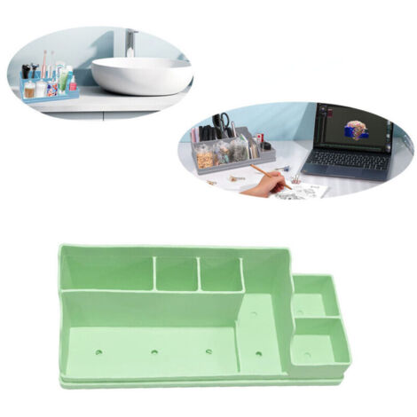 Large capacity desktop storage tray, dimensions 350 x 140 x 110 mm, compact and durable design, perfect for the bathroom and office, green