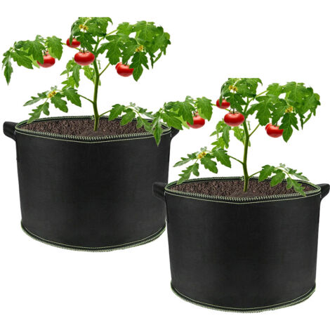 Large capacity fabric plant grow bags, 10 Gallon-sized hand-held grow pots, garden vegetable planting container, 2-pack