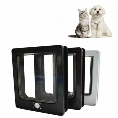 Large Cat Flap 4-Way Locking Cat Door Black