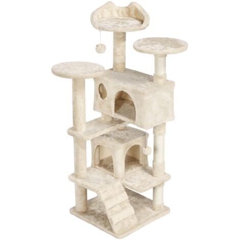 Yaheetech Large Cat Tree Tower Cat Activity Centre for Kittens/Adult Cats, 138cm Cat Tree Tower Cat Scratcher Activity Centres Scratching Post, Beige
