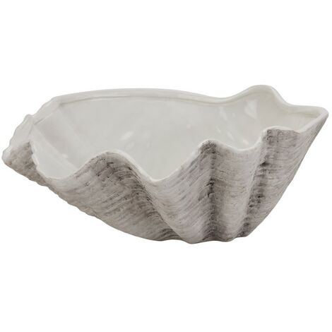 Large Ceramic Adele Shell Bowl - Ceramic - L40 x W40 x H16 cm - White