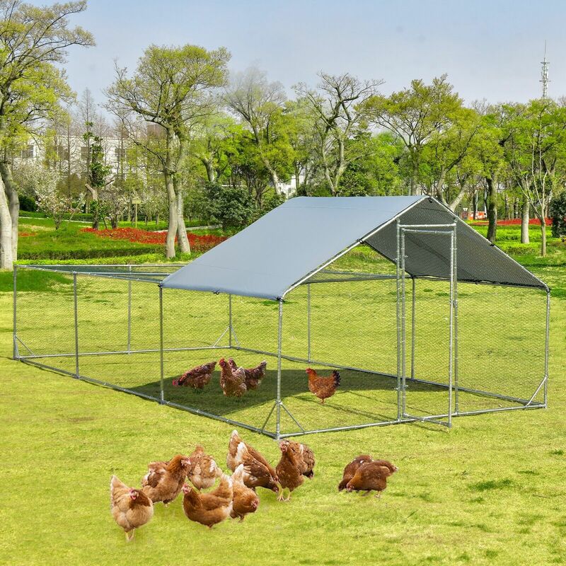 pawhut walk in chicken coop run cage large metal c Pawhut walk in