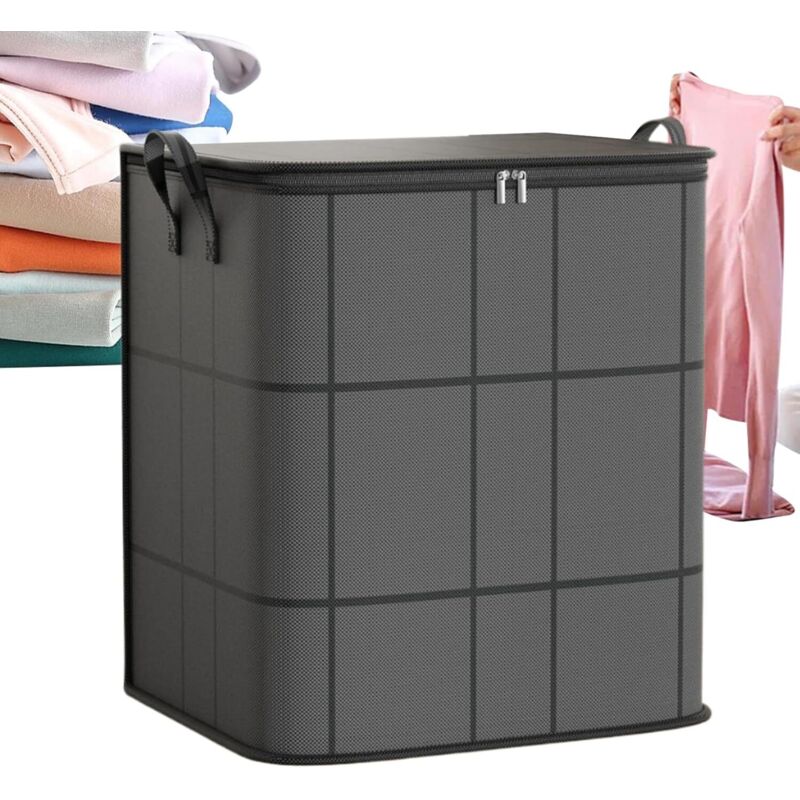 Grand sac de rangement imperméable pour vêtements, organisateur en tissu, boîte de rangement zippée pour literie en tissu non tissé avec poignées,