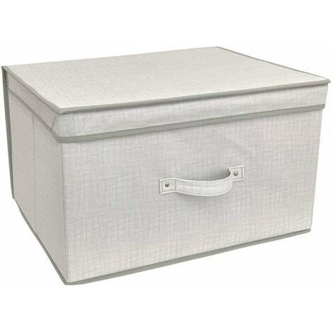 Large Collapsible Jumbo Storage Box Folding Storage Chest Kids Room Tidy Toy Box (Linen Natural)