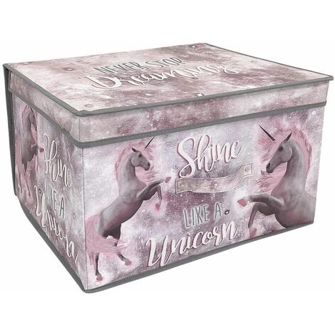 Large Collapsible Jumbo Storage Box Folding Storage Chest Kids Room Tidy Toy Box (Unicorns)