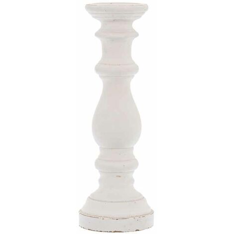 Large Column Candle Holder - Ceramic - L16 x W16 x H45 cm - Matt White