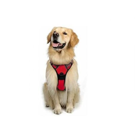 Large Dog Harness, Red, Reflective Anti-Tear Vest, Adjustable Large Dog Harness, Front Attachment with Leash Hooks for Hiking, Car Travel, American Staffordshire Terrier, Border Collie - Sunny