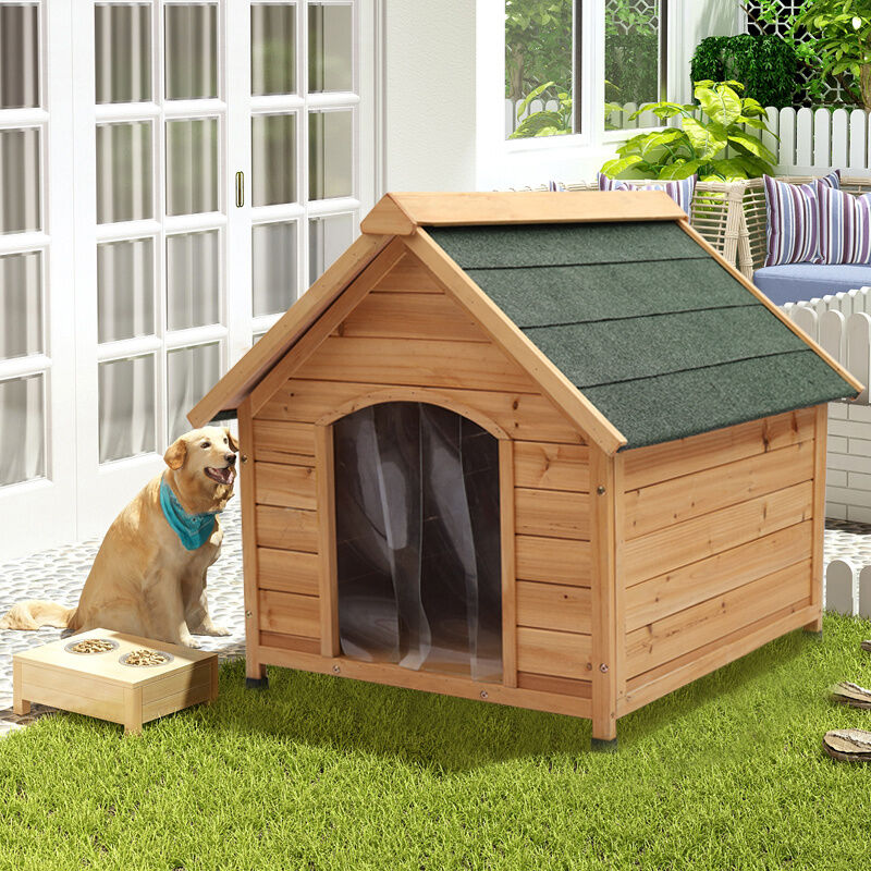 Large Dog Kennel Wooden Pet House Outdoor Apex Roof Timber Shelterm ...