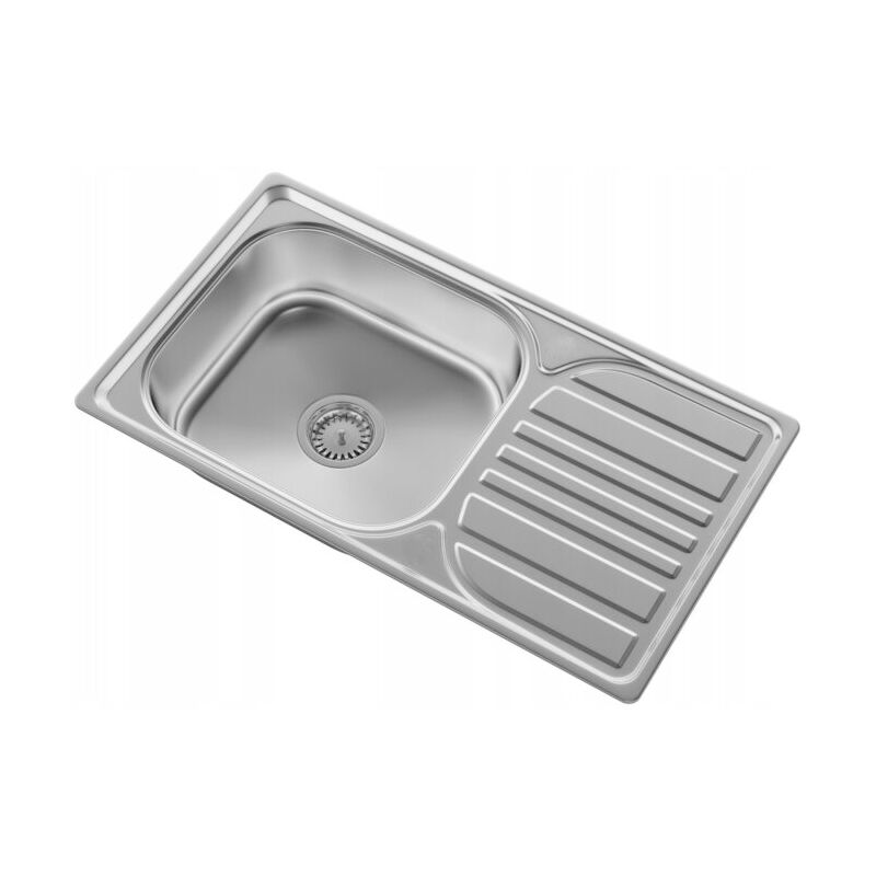 Granitan - large évier à un bac avec égouttoir Évier de cuisine en acier TURI76