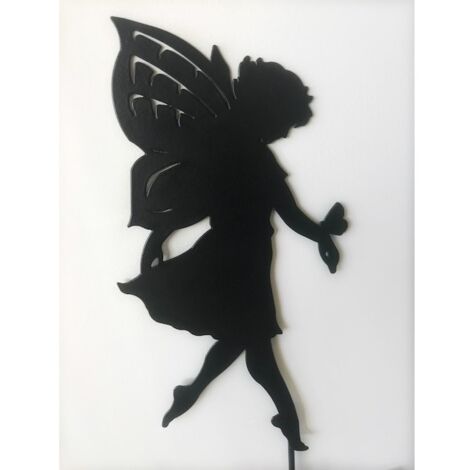 Large Fairy - Garden Ornament - Solid Steel - L28 x W28 x H28 cm - Black