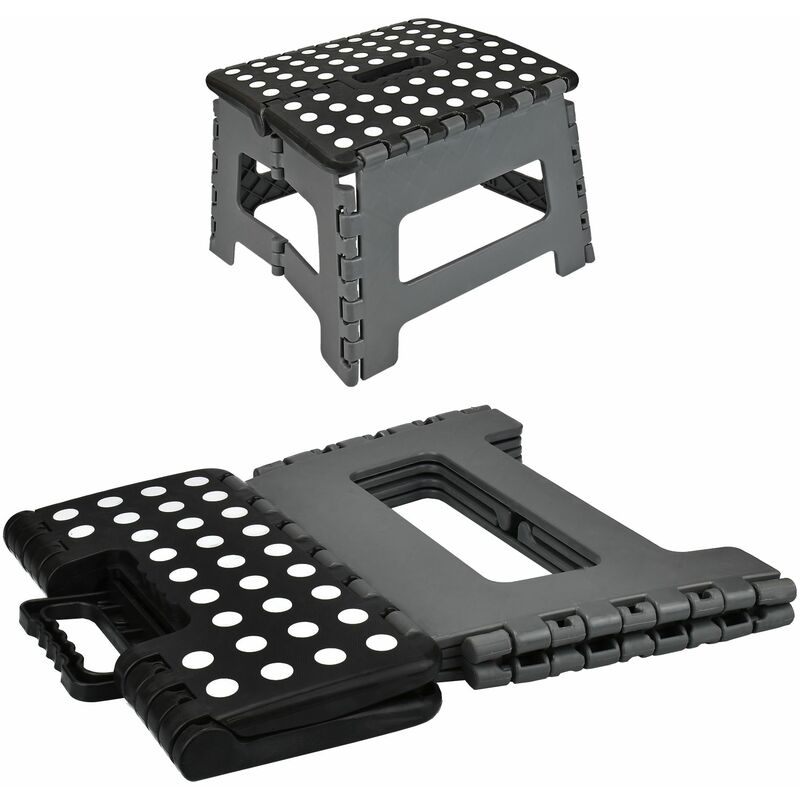 Asab - Heavy Duty 150kg Folding Step Stool Multi Purpose Non Slip Foldable Kitchen Home - Grey