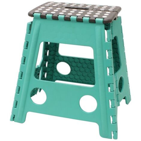 Large Folding Step Stool, Turquoise/Grey
