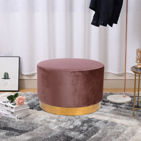 main image of "Large Footstool Velvet Pouffe Foot Stool Ottoman Poof Stool Dressing Table Stool - Pink"