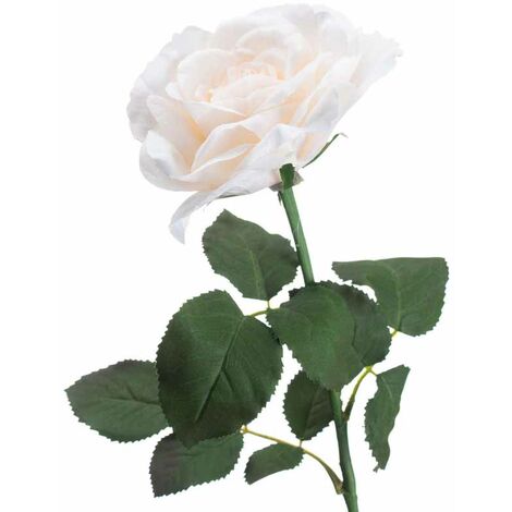 Large Garden Rose Artificial Flower - L5 x W10 x H75 cm - White