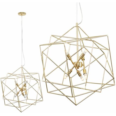 Large Gold Pendant Light large geometric square gold metal ceiling pendant light fitting