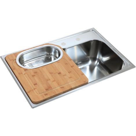 Large Inset Polished Stainless Steel Kitchen Sink With