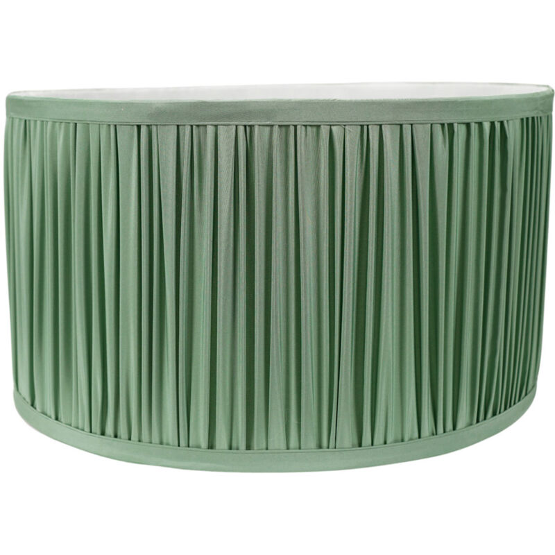 Large Jess Fabric - Faux Silk Green Drum and B22 gls led 10W Warm White 3000K Bulb