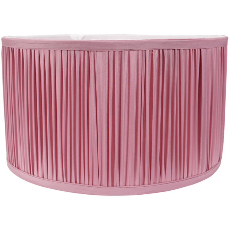 Large Jess Fabric - Faux Silk Pink Drum Ceiling Pendant Shade