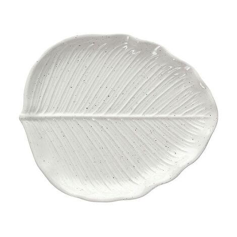 Large Large Leaf Teller 21x18x2,5h cm Zelda Stoneware Grey Relief Line