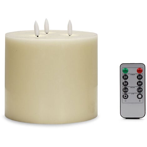 VALUELIGHTS Large LED 3 Wick Flickering Wax Flameless Candle Light Timer Remote Control Battery Operated Mood Lamp - Single Candle