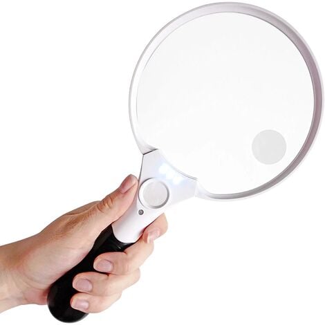 AOUGO Large Magnifying Glass with LED Light - 2X 4X 25X Magnification Lenses - Best Giant Magnifying Glass with Light for Reading, Exploration, Inspection, World Maps, Newspapers, and Jewelry