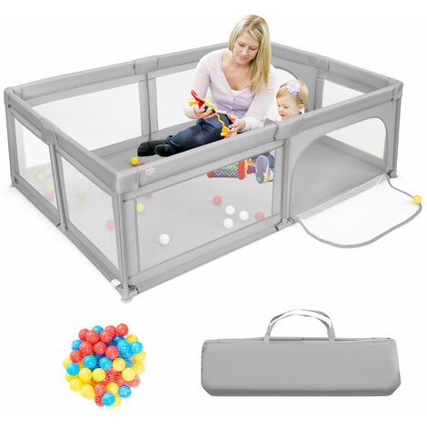 Large Mesh Baby Playpen Kids Infant Safety Yard Activity Center with Ocean Balls