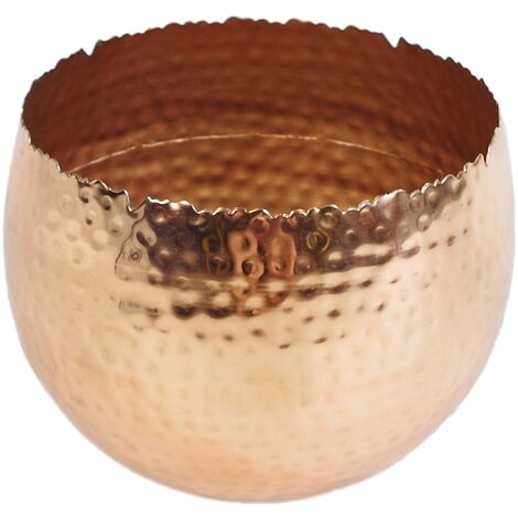 Large Metal bowl 22 x 17cm Hammered Copper Plated - Curvy Edge