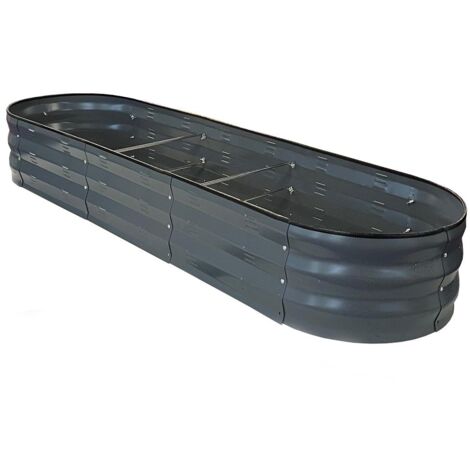 Large Metal Oval Raised Vegetable Bed in Dark Grey (170cm)