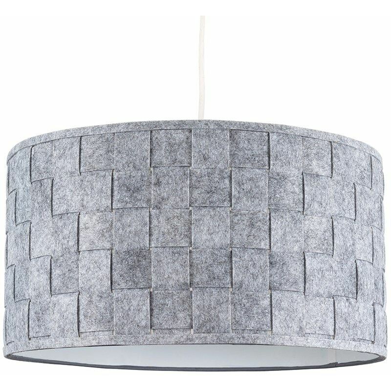 Ceiling Pendant Light Shade Table Or Floor Lampshade Grey Felt Weave Design - Extra Large
