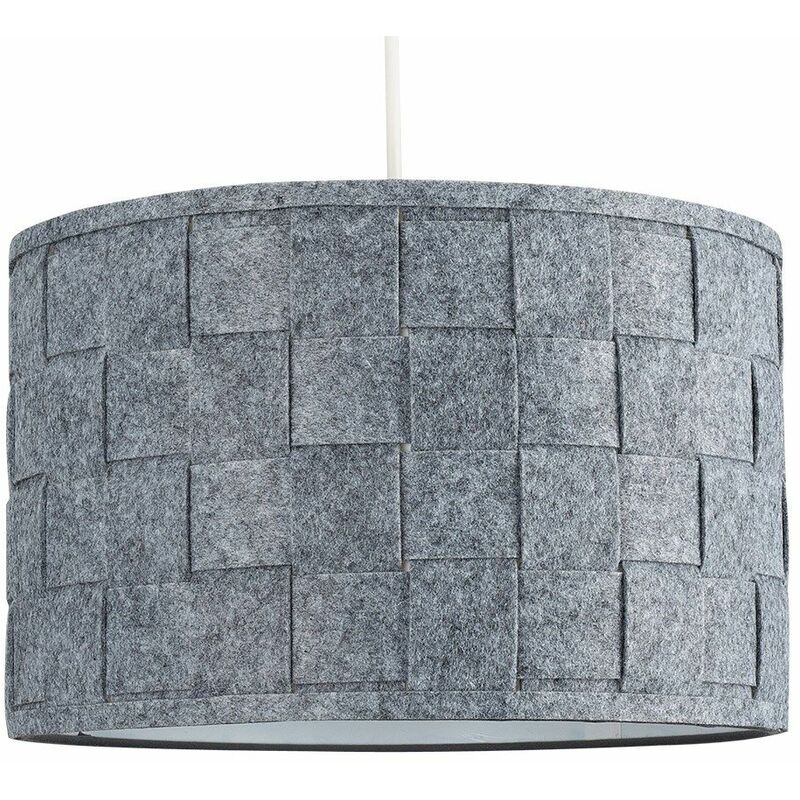 Ceiling Pendant Light Shade Table Or Floor Lampshade Grey Felt Weave Design - Large