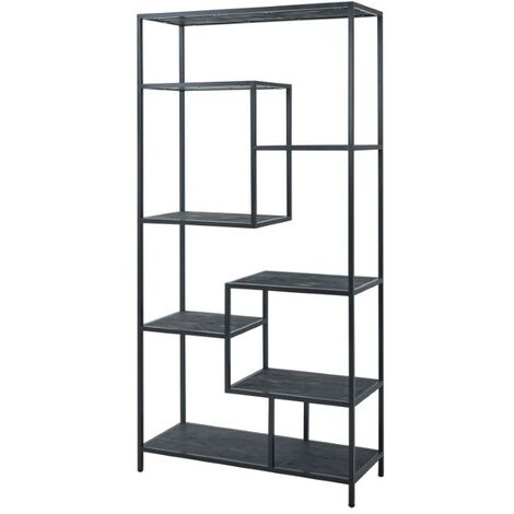 Large Multi Shelf Unit - Metal - L40 x W100 x H200 cm - Black