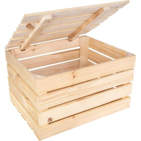 Large Natural Wooden Storage Box 50 x 40 x 30 cm