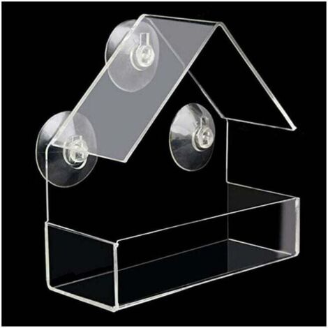 Large Outdoor Hanging Bird Feeder, 3 Strong Adhesive Suction Cups, Clear Acrylic Bird Feeder, Rainproof Bird Feeder MUMU