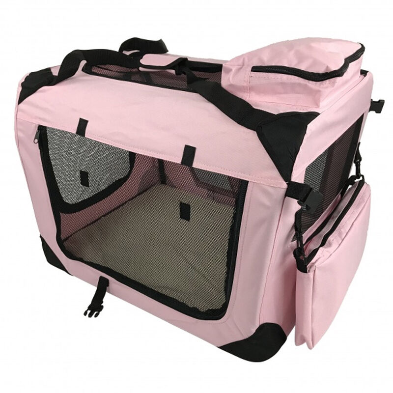 Large Pet Carrier Folding Soft Crate - Pink