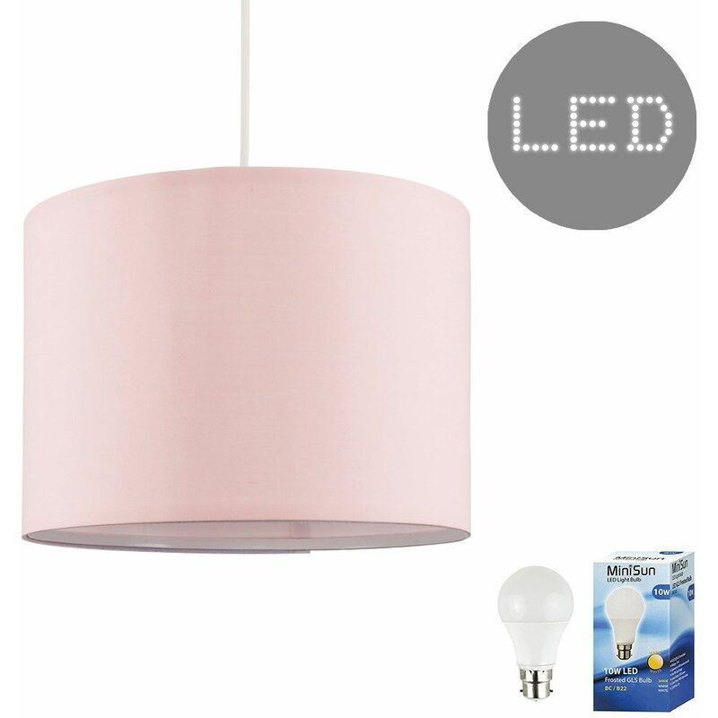 Large Pink Ceiling Pendant Table Or Floor Lamp Light Shade 10w Led Gls Bulb Warm White