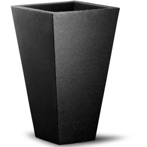 Large Plant Pot Planter Box Balcony Pots Cube Flower Box Capri 35x35x55cm Grey  Brown