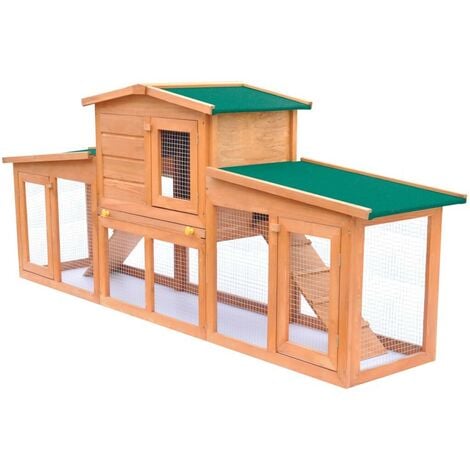 Large Rabbit Hutch Small Animal House Pet Cage with Roofs Wood VDTD06901