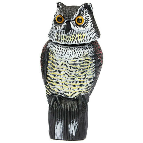 Large realistic owl decoy with rotating head bird/pigeon/crow scarer