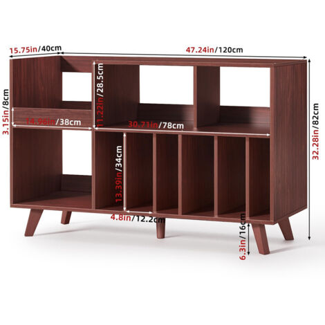 Large Record Player Stand, Turntable Stand with Storage, Vinyl Holder with Display Area, Record Player Table Holds Up to 450 Albums for Music Room & Living Room